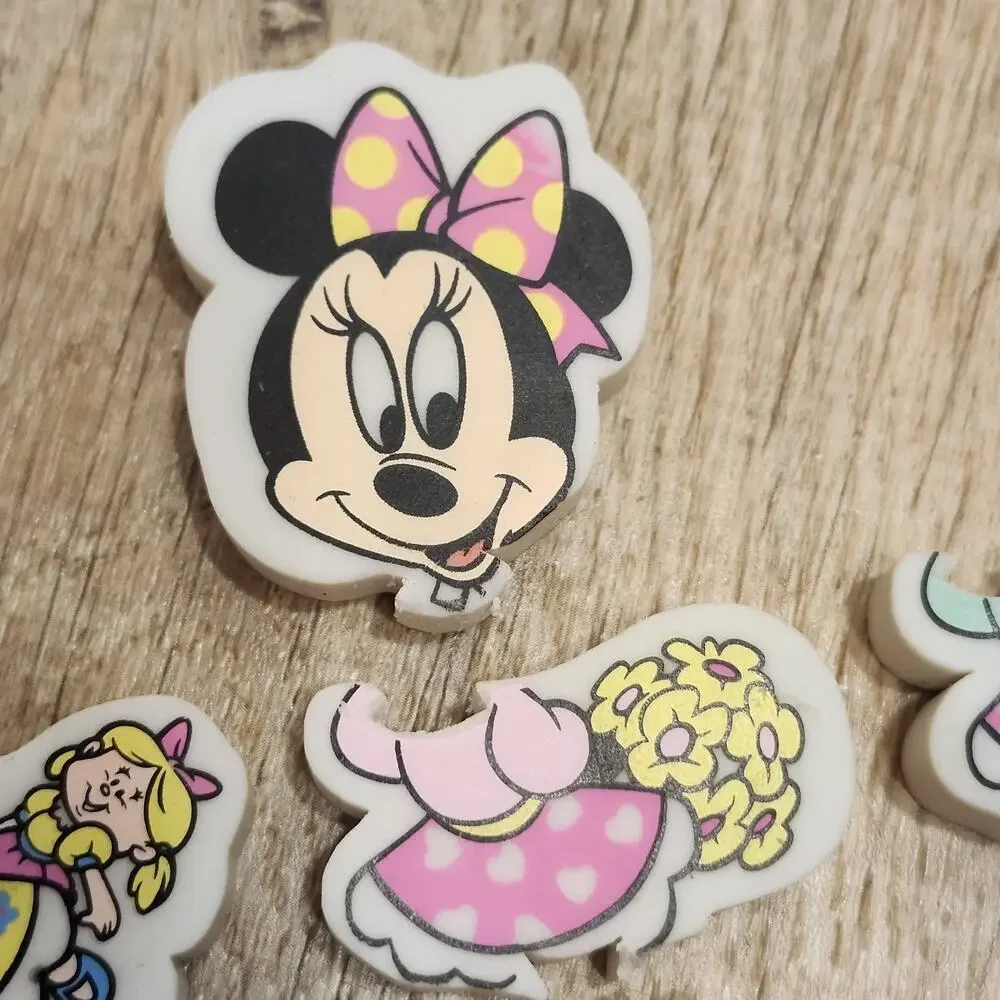 5pc Vintage 80’s MINNIE MOUSE Collectable Eraser Rubber INTERCHANGEABLE OUTFITS